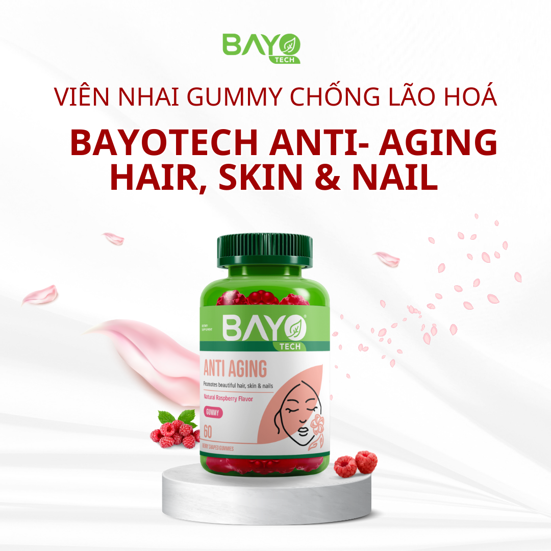 Viên Nhai Gummy Chống Lão Hóa BAYOTECH - Gummy Anti-Aging Hair, Skin & Nail
