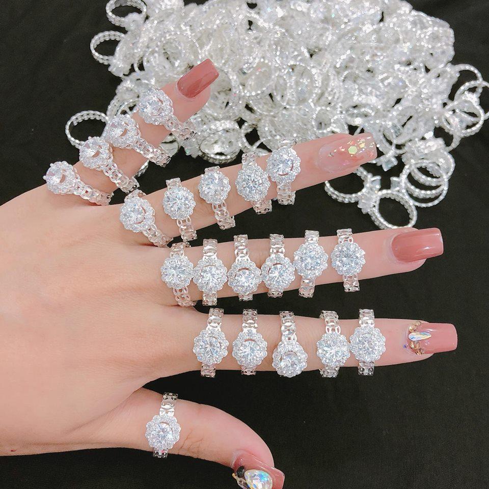 Nhẫn kim tiền mặt hoa may mắn  Nhẫn bạc cao cấp sáng đẹp Vàng bạc an chi