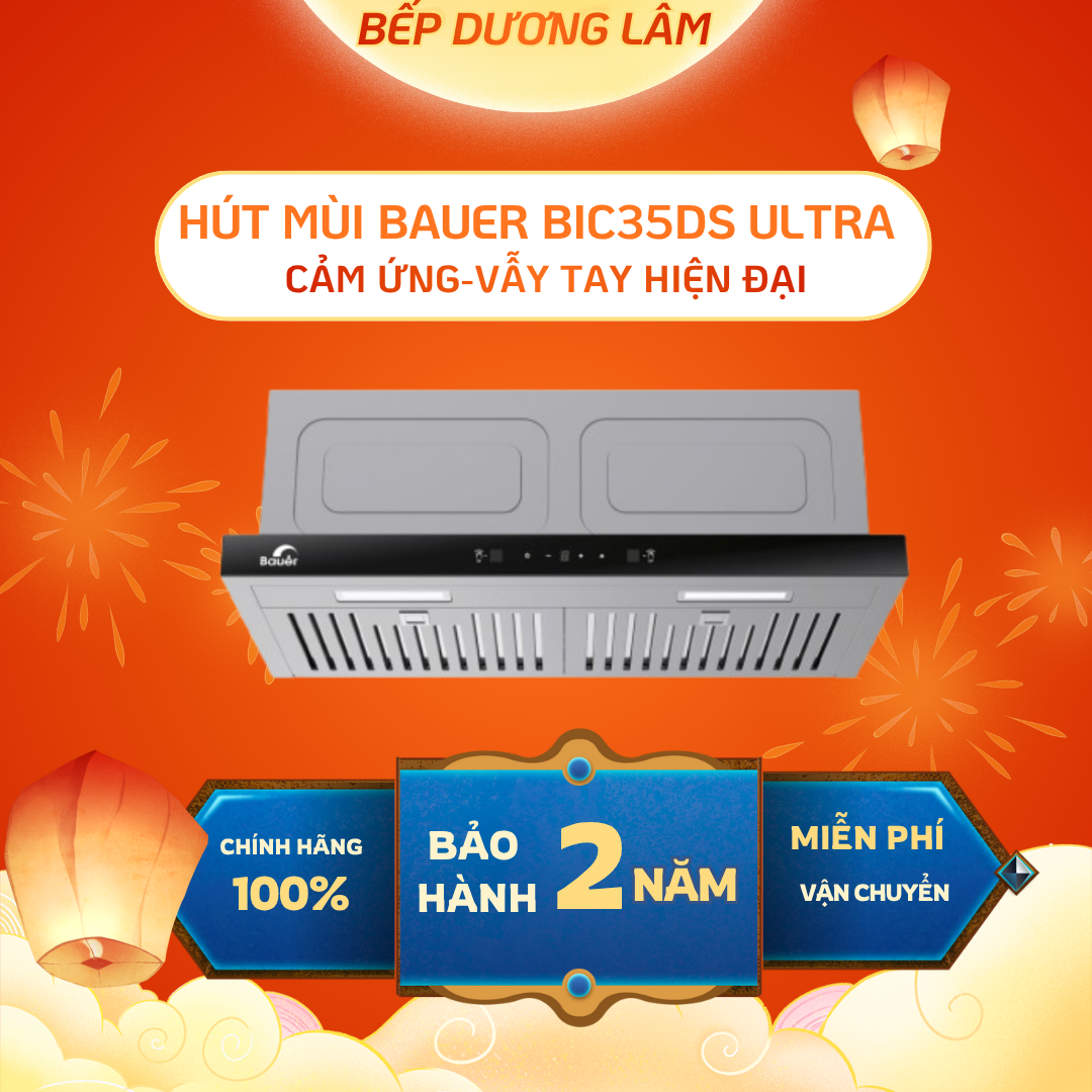 Máy hút mùi BAUER BIC35DS Ultra | Công nghệ Đức | Công suất hút 1400m3/h | Bảo hành chính hãng 2 năm