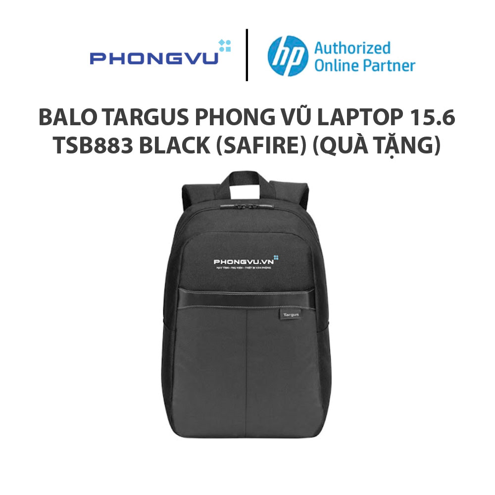 Balo Targus logo Phong Vũ laptop 15.6 TSB883 Black (Safire) (Quà tặng)