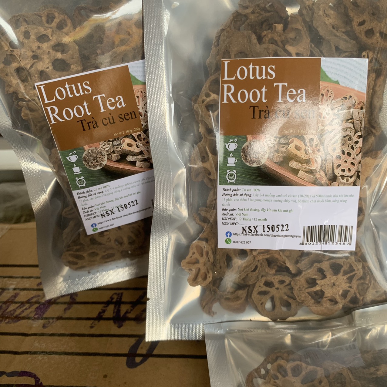 Trà củ sen lotus root tea gói 100g - an thần bổ phổi