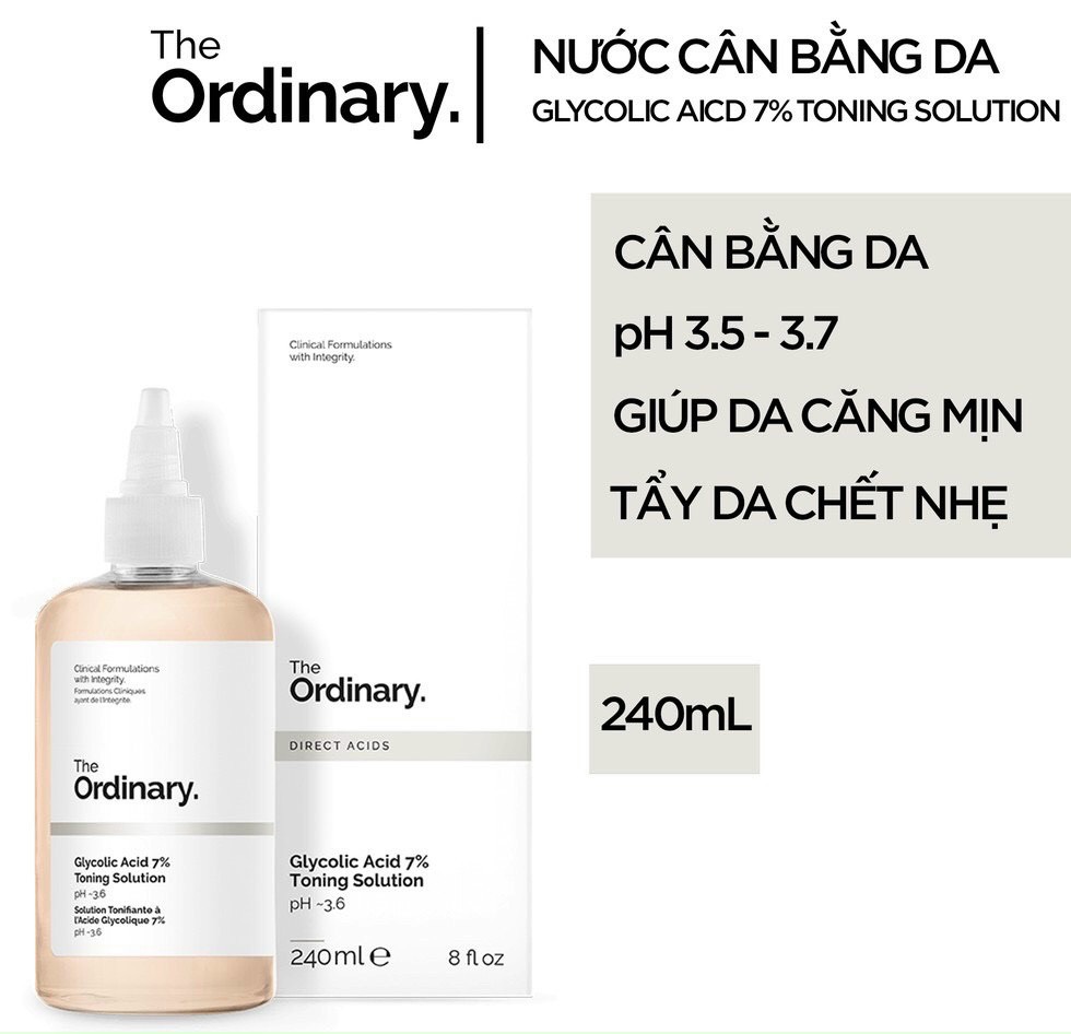 Nước Hoa Hồng Tẩy Da Chết Aha The Ordinary Glycolic Acid 7 Toning