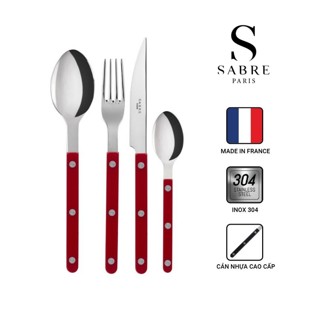 Dao, thìa, dĩa inox sabre màu đỏ- bán lẻ