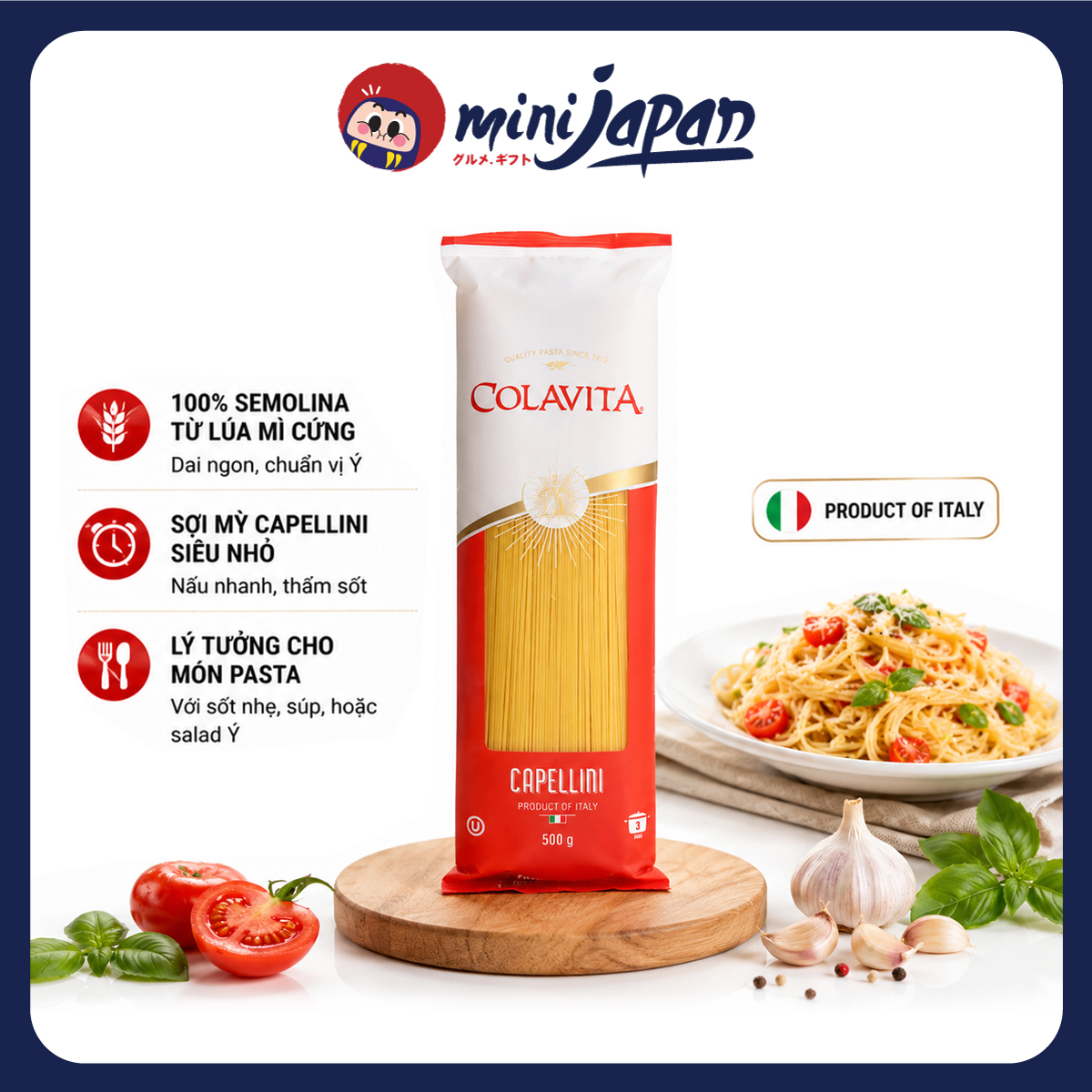Mì Ý Sợi Nhỏ Colavita Capellini 500g – Tinh Hoa Lúa Mì Semolina Chuẩn Vị Ý