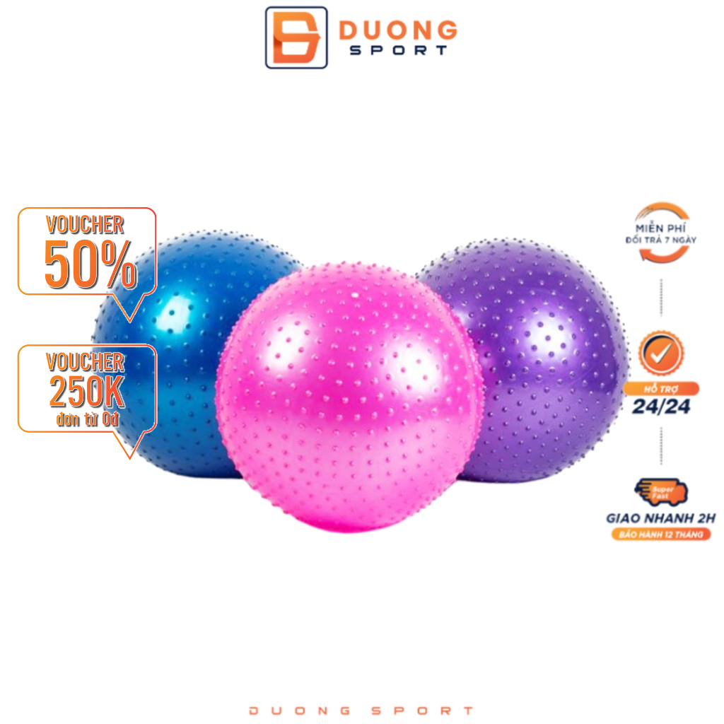 Bóng Tập Yoga 65cm Cao Cấp Bóng Gai Tặng Bơm bóng và Bộ Kim bóng dự phòng