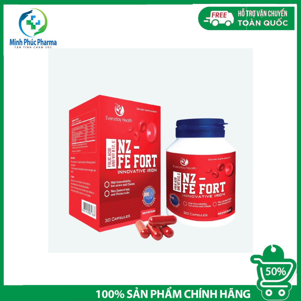 Viên uống everyday health nz - fe fort bổ sung sắt hữu cơ nano sắt hỗ trợ phòng ngừa thiếu máu hộp 60 viên, new zealand ✓ minh phúc pharmacist