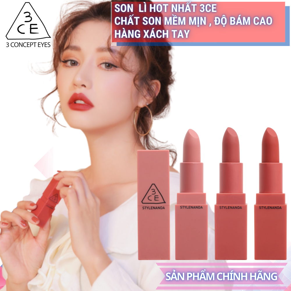 Son lì 3Ce - Mood Recipe 2 Matte Lip Color ( 3Màu ) . Bảng màu mới nhất. Hàng xách tay