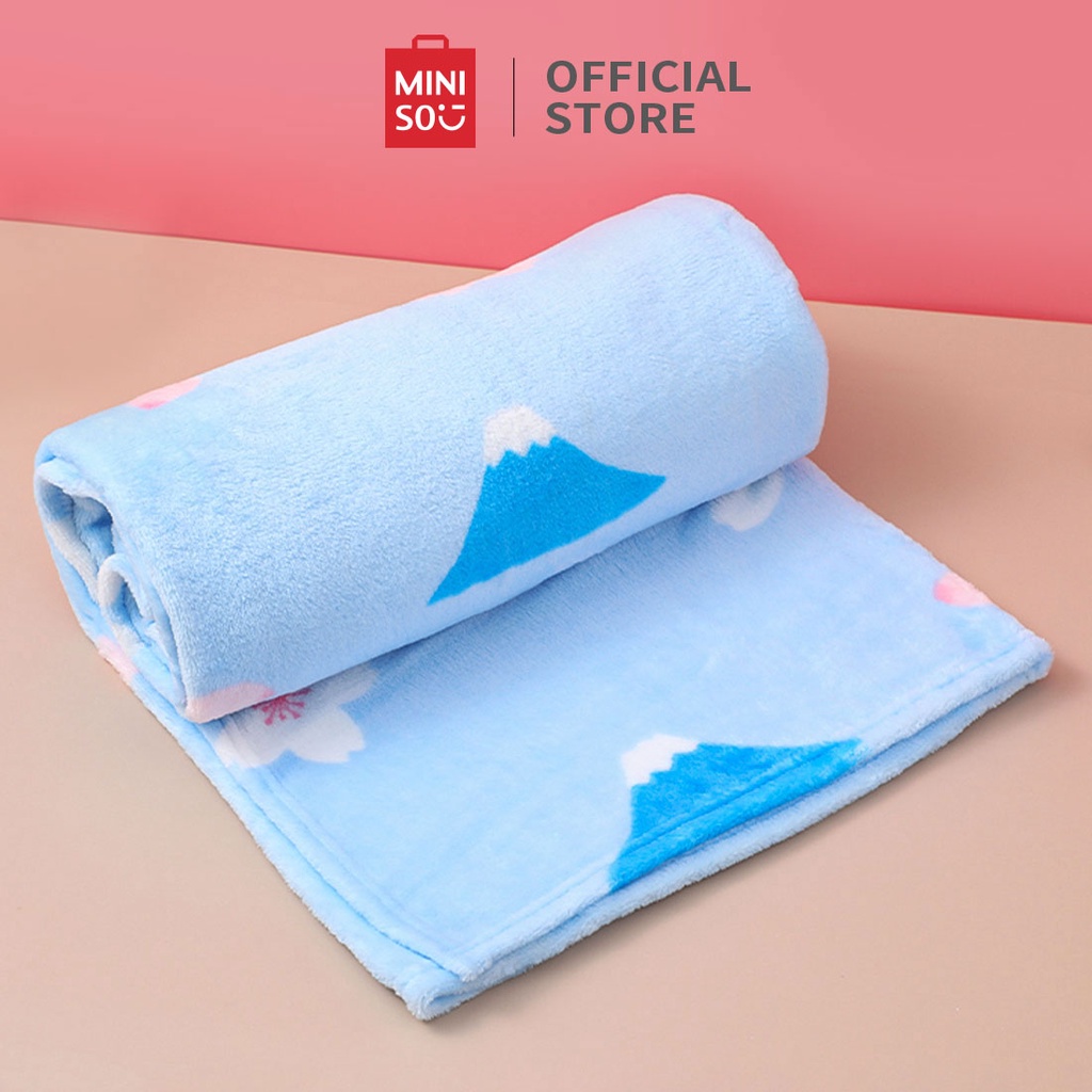 Mền văn phòng màu xanh Lost In Tokyo Series Miniso mềm mại tiện gọn êm ái 100 * 140 CM