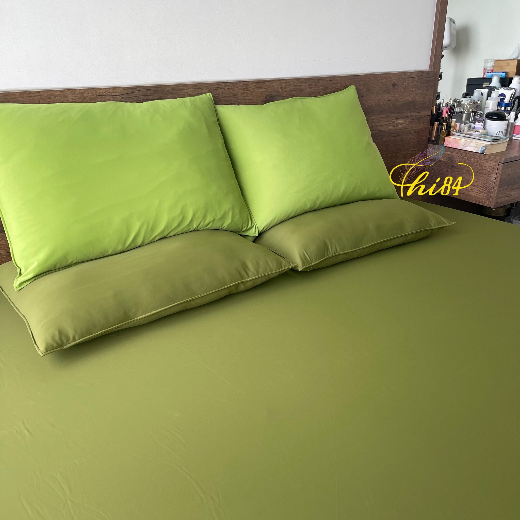 Bộ ga gối thun lạnh matcha cực sang 2310drl001