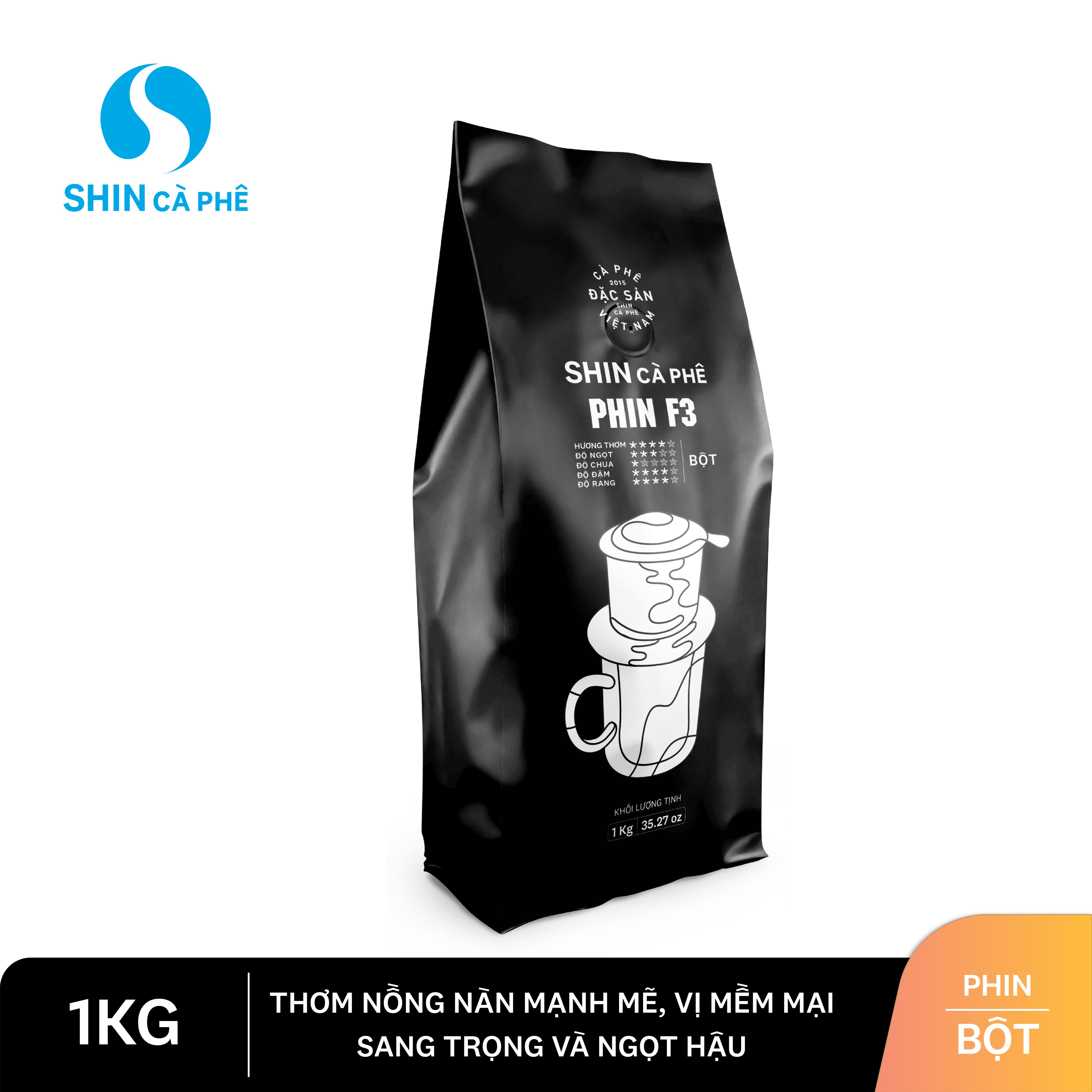 Shin cà phê - phin f3 1kg bột - cà phê nguyên chất pha phin