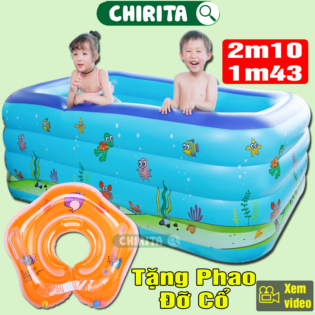 Hồ Bơi Trẻ Em Thành Cao CAO CẤP Tại Nhà TẶNG PHAO BƠI CHO BÉ ĐỠ CỔ CHỐNG LẬT- Bể Bơi Cho Bé 4 TẦNG 1M43 / 1M8 / 2M1 Cho Trẻ Sơ Sinh và Bé Lớn - Hồ Bơi Gia Đình Cho Người Lớn, Bé Trai, Bé Gái Giá Rẻ - Đồ chơi trẻ em CHIRITA