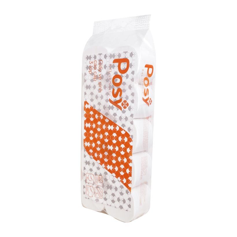 Giấy vệ sinh Posy 10 cuộn 3 lớp không lõi 1,6kg siêu dai