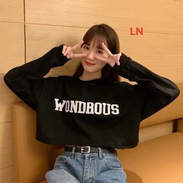Áo Thun Nữ, Áo Croptop Nữ Dài Tay, WONDROUS
