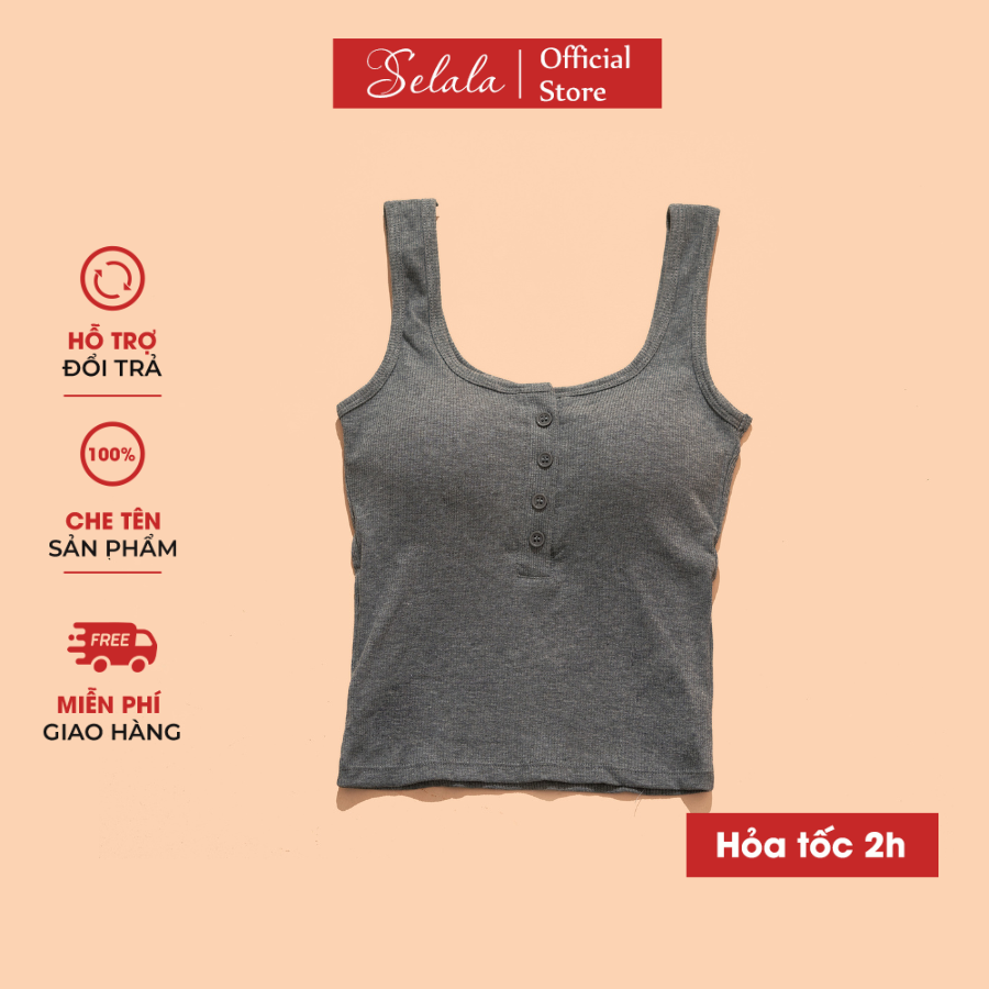 Áo ba lỗ selala chất cotton gân tăm thấm hút co giãn 4 khuy 2d39