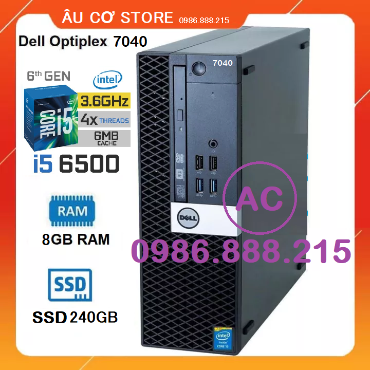 [Trả góp 0%] Máy tính Dell Optiplex 7040, CPU Core i5 6500, DDR4 8Gb, SSD 240G , Hàng nhập khẩu, - Bảo hành 24 tháng