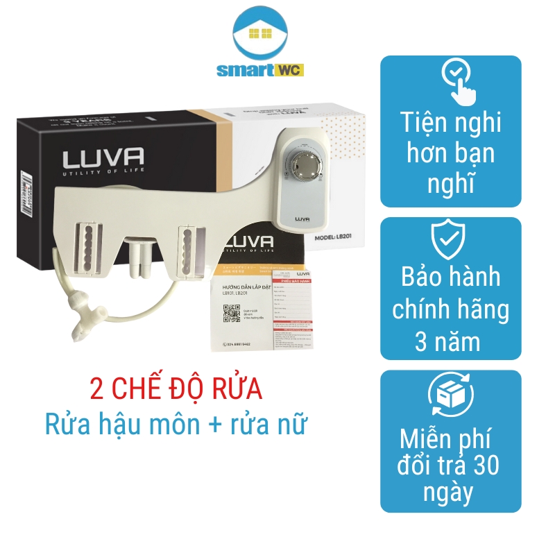 Vòi xịt rửa vệ sinh thông minh Luva bidet Lb 201,  2 vòi rửa (rửa hậu môn và rửa phụ nữ)- Smartwc
