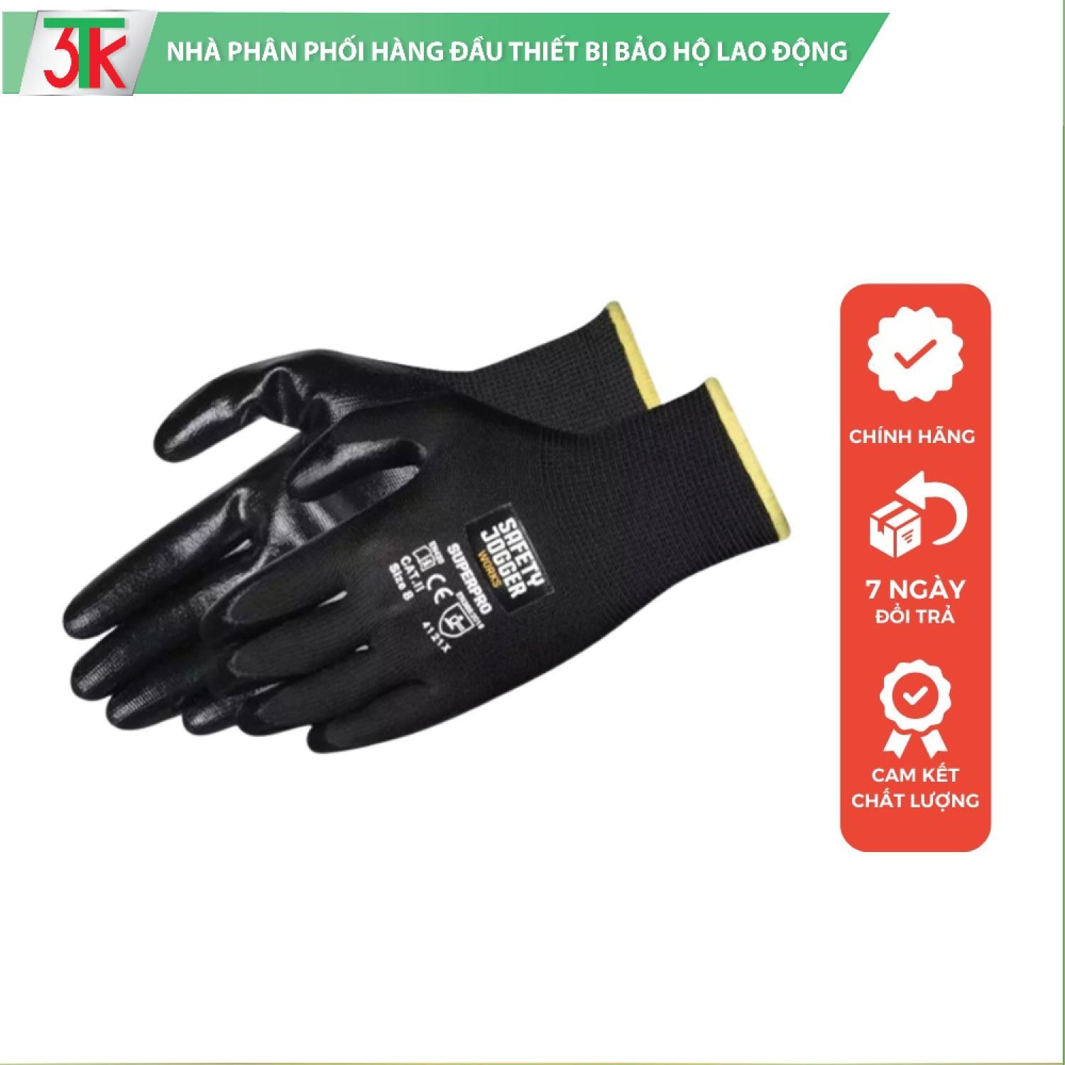 [Chính hãng] SUPERPRO Găng tay chống dầu Safety Jogger, găng tay đa năng, phủ nitrile, Bao ôm tay thoáng khí, chống trơn trượt