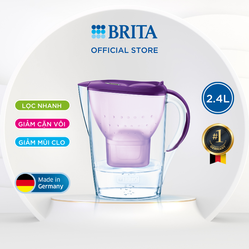 Bình lọc nước BRITA Marella Basic Purple 2.4L (có sẵn 1 lõi lọc Maxtra Plus) - Thương hiệu đến từ Đức