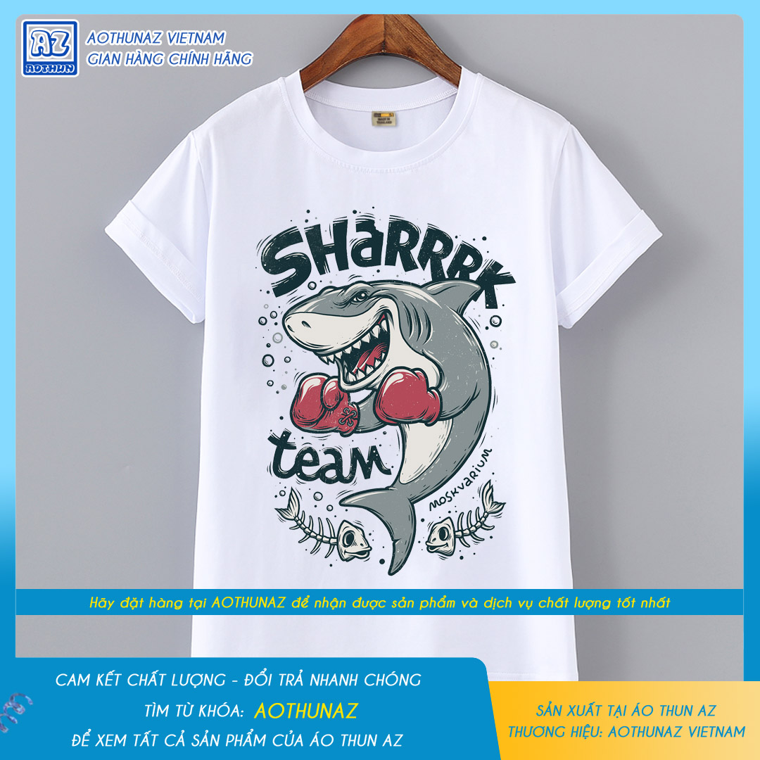 AOTHUNAZ - Áo thun nam nữ in hình Cá Mập Shark Team độc đáo M2088