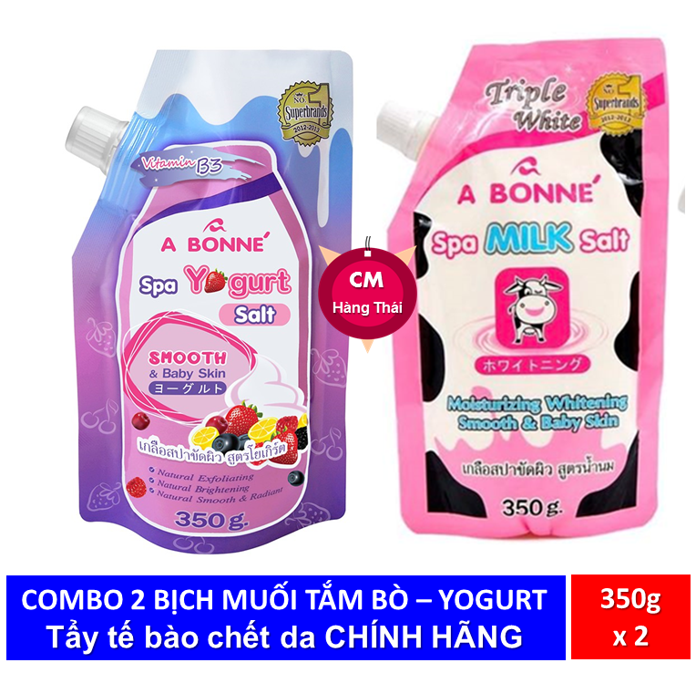 [HCM]COMBO 2 GÓI Muối TẨY DA CHẾT CHIẾT XUẤT SỮA BÒ SPA MILK SALT A Bonne 350gr