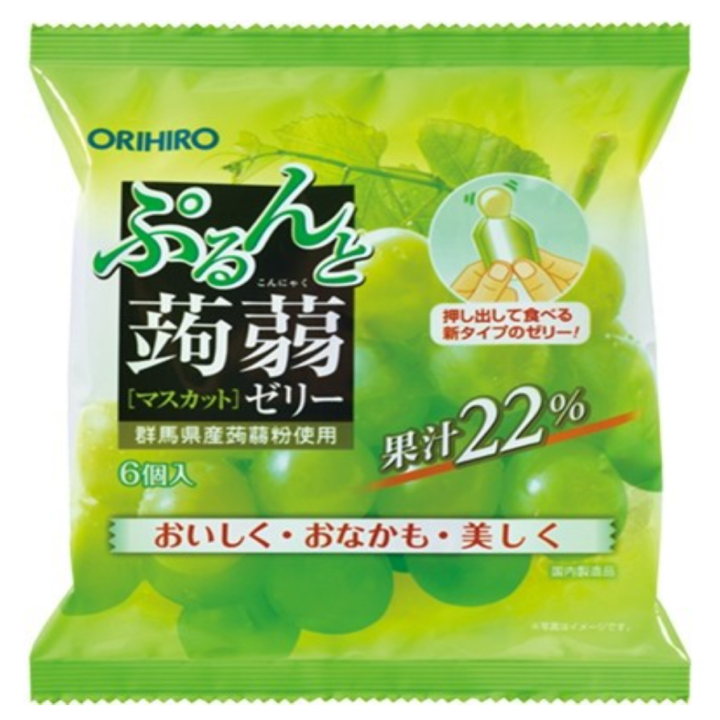 Thạch trái cây Orihiro vị nho xanh - gói 120g
