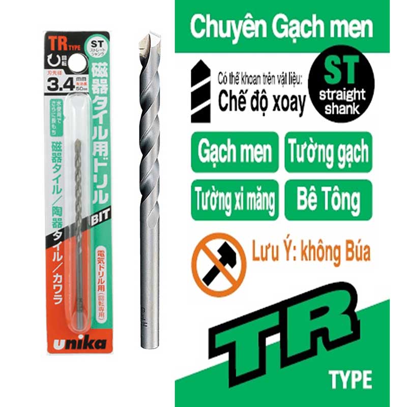 Mũi khoan gạch men sứ, gạch men Unika TR Type - Ceramic Tile Drill Bit TR Type