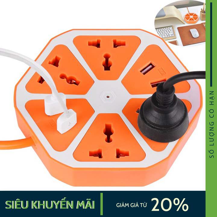 Ổ cắm điện đa năng hình trái cam có 2 cổng usb tự động ngắt mạch điện an toàn.