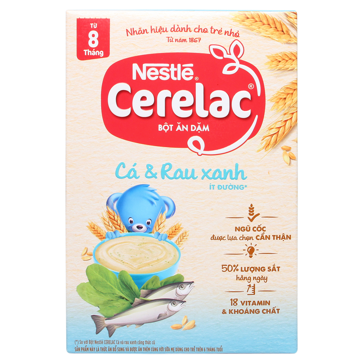 Bột ăn dặm Nestlé Cerelac cá và rau xanh 200g 8 - 24 tháng , date 23 12