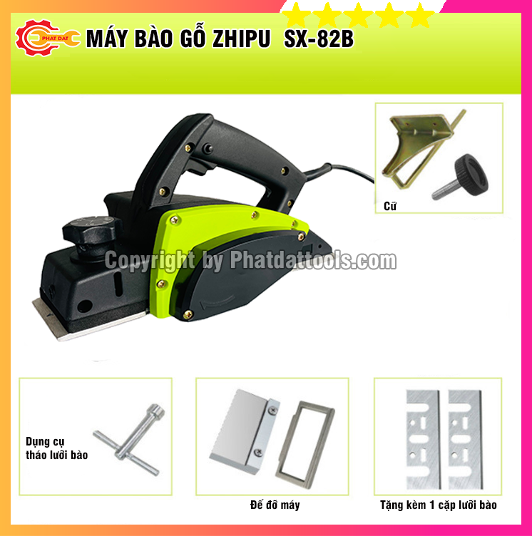 Máy bào gỗ cầm tay zhipu sx-82 - bào khỏe, lướt mượt - tặng kèm lưỡi bào - bảo hành toàn quốc 6 tháng