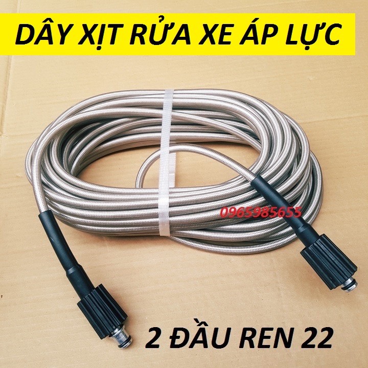 Dây rửa xe cho máy rửa xe mini áp lực cao ren 22mm dấy 15m