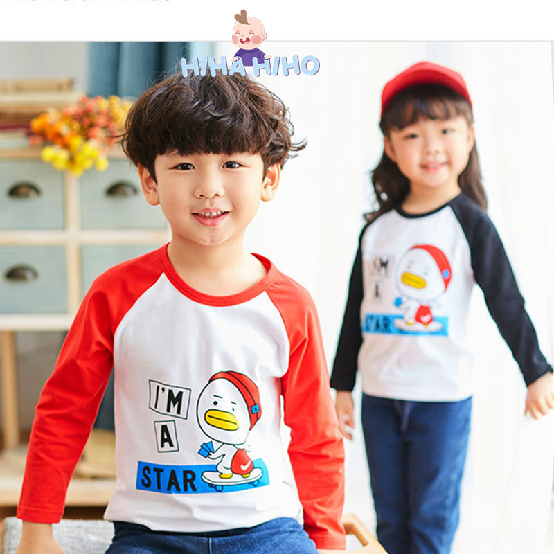 [XẢ HÀNG] Áo Thun Dài Tay cho bé-Hihahiho-In Hình Vui Nhộn Chất Cotton-Quần Áo Trẻ Em-Quần áo trẻ em gái- Áo Phông-Quần Áo Bé Trai-Quần Áo Thu Đông Trẻ Em- Áo Trẻ Em-Quần Áo Trẻ Em Nam