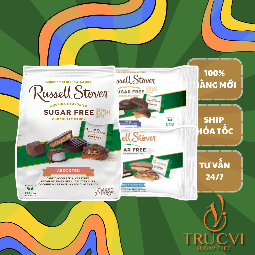 Chocolate- Socola Russell Stover sugar free không đường nhiều vị 1 gói 284gram