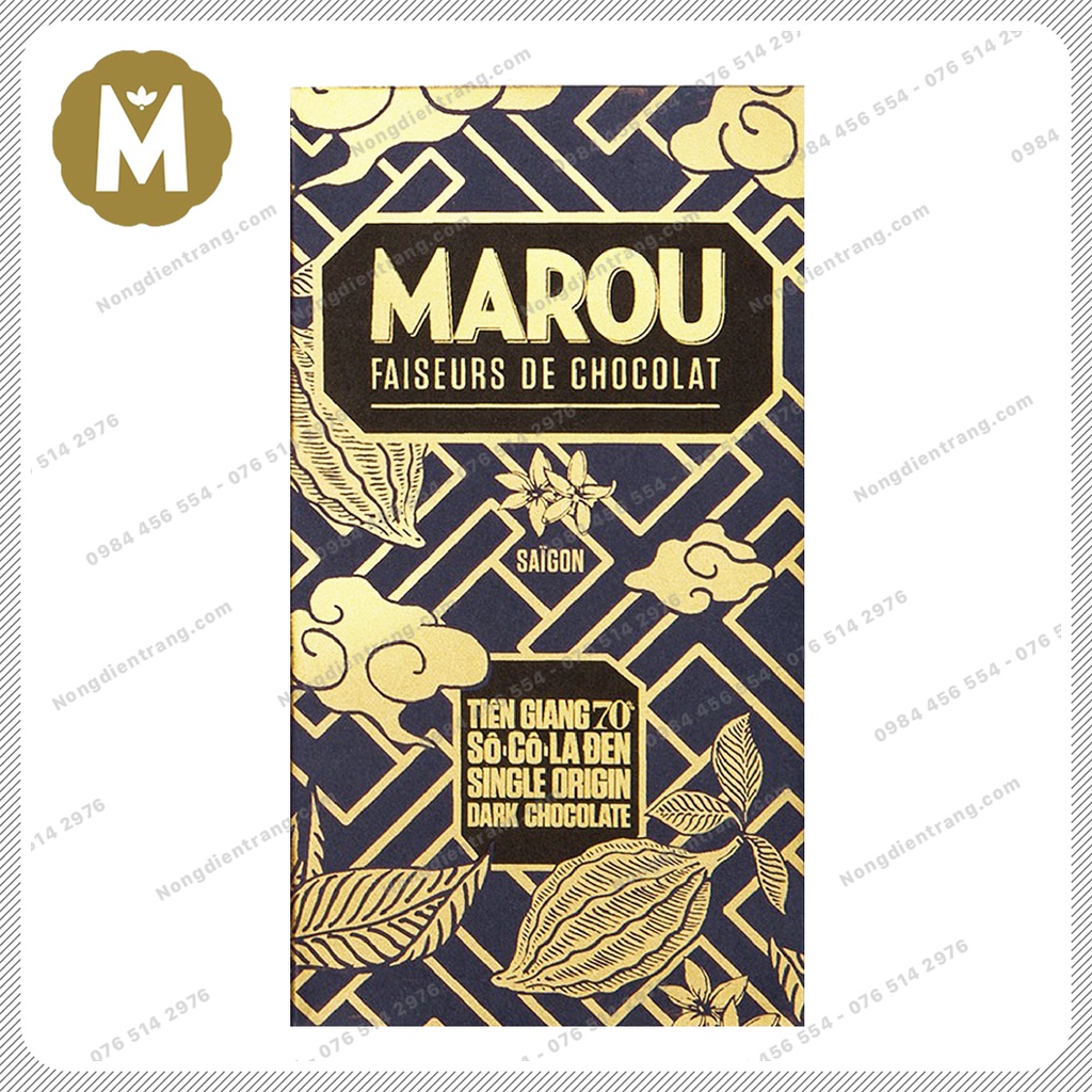 Marou Chocolate Tien Giang 70% Socola Đen - Thanh 24g