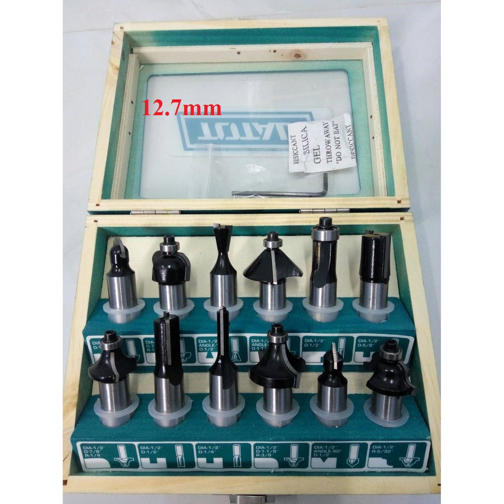 12.7mm bộ 12 mũi phay gỗ 1/2'' total tacsr0102121