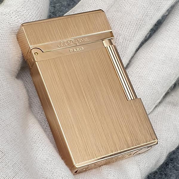 Vỏ Hộp Quẹt Bật Lửa Gas Đá Dupont Màu Đồng Xước D-24H - Thiết Kế Sang Trọng Lịch Lãm  (KHÔNG XĂNG, KHÔNG GAS)