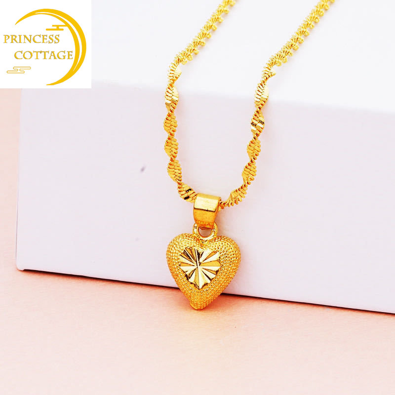 Trang sức vàng 18k thật Mặt dây chuyền hình trái tim đào nhỏ rắn của mặt dây chuyền hình trái tim hoa trang sức Quà Tặng Trang Sức Đám Cưới