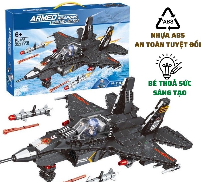 Lego máy bay chiến đấu trực thăng quân sự Mô hình máy bay lắp ráp siêu đẹp cho bé