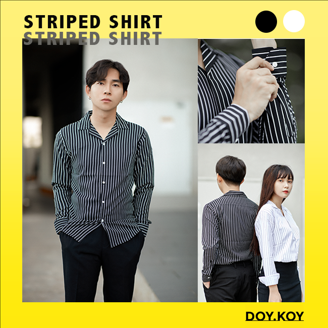 Áo sơ mi sọc dọc nam trẻ trung áo sơ mi cặp đôi nam nữ thoáng mái bền đẹp- DOY.KOY