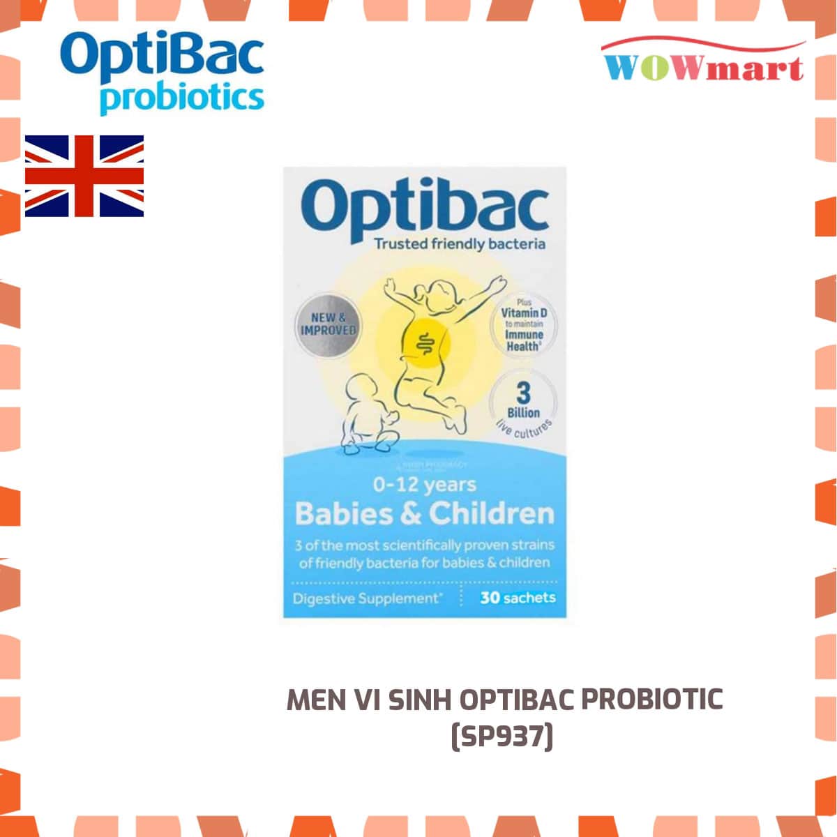 Men vi sinh cho trẻ 0-12 tuổi Optibac Babies & Children Probiotics 30 gói - [ANH]