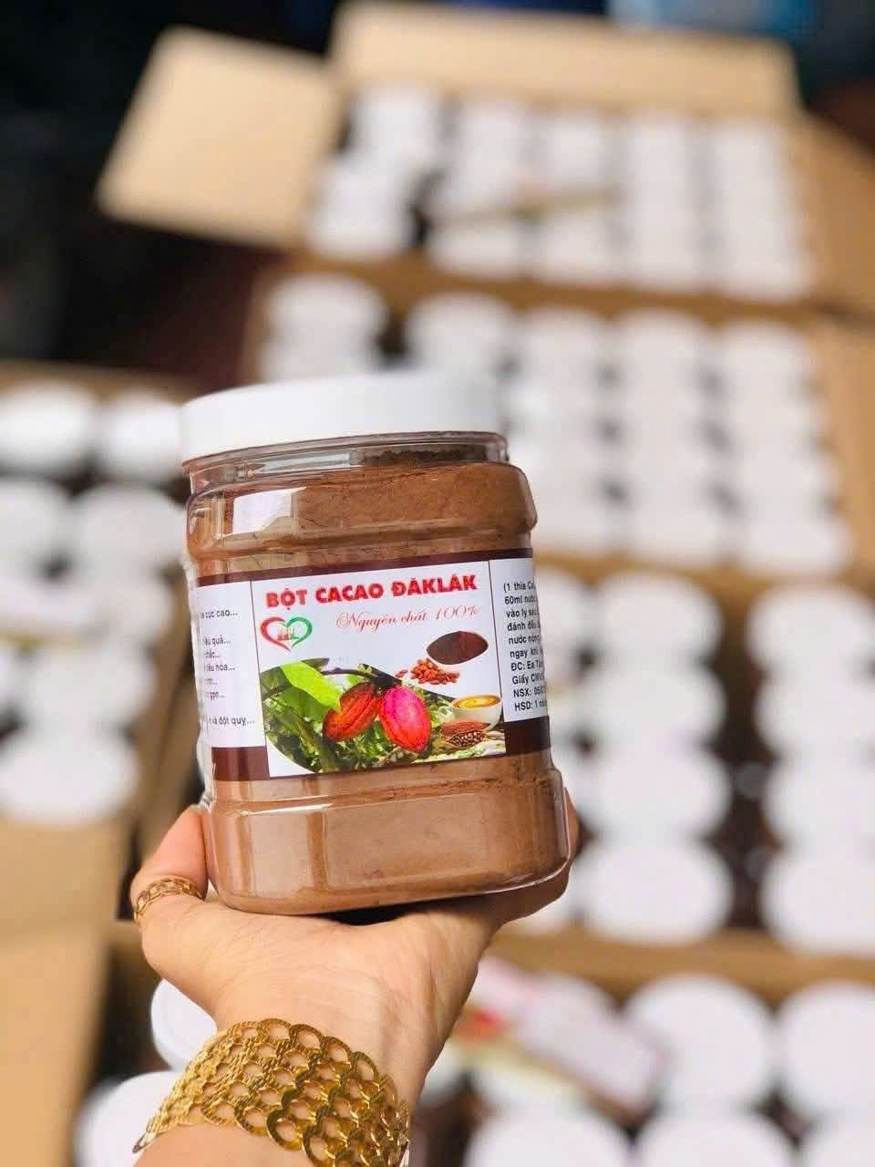 Hủ 500g bột ca cao daklak dùng pha bột làm bánh, pha nước uống....