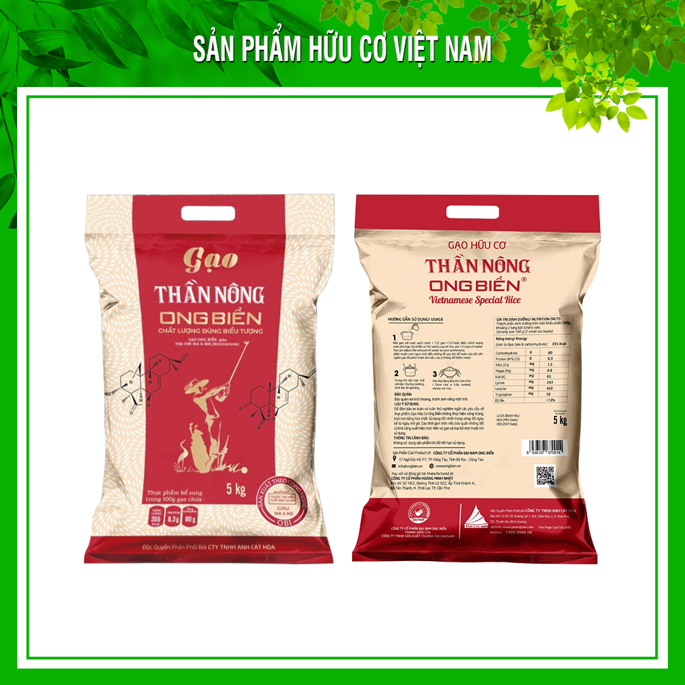 Gạo hữu cơ thần nông ong biển/ gạo dẻo/ gạo sạch/ gạo st24