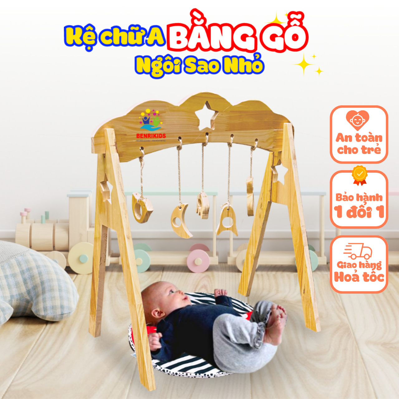 A-line wooden shelf baby rattles toy visual stimulation development and