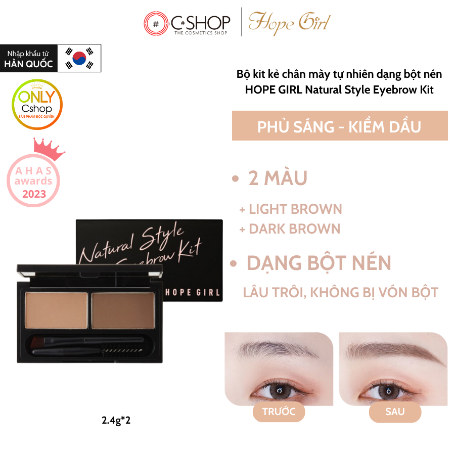 Bộ kit kẻ chân mày tự nhiên dạng bột nén HOPE GIRL Natural Style Eyebrow Kit