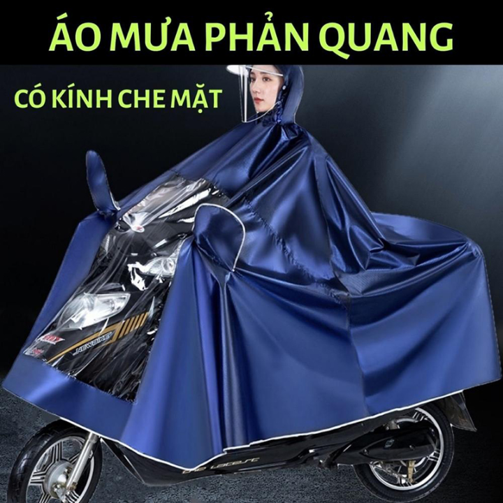Áo mưa đi xe máy, Áo mưa người lớn cánh rơi sẻ tà siêu chống nước, Áo mưa phản quang có kính che mưa 1 người và 2 người Hàng Việt Nam chất lượng cao- 2SHOP Store