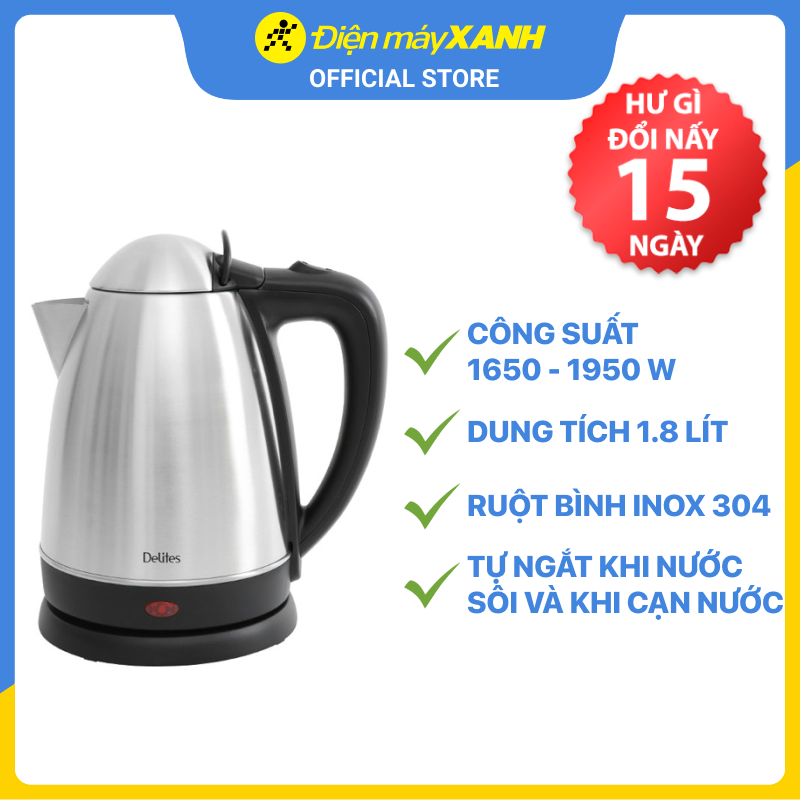 Bình siêu tốc delites 1.8 lít st18s04-hàng like new giá rẻ trưng bày chính hãng 100% bảo hành 12 tháng