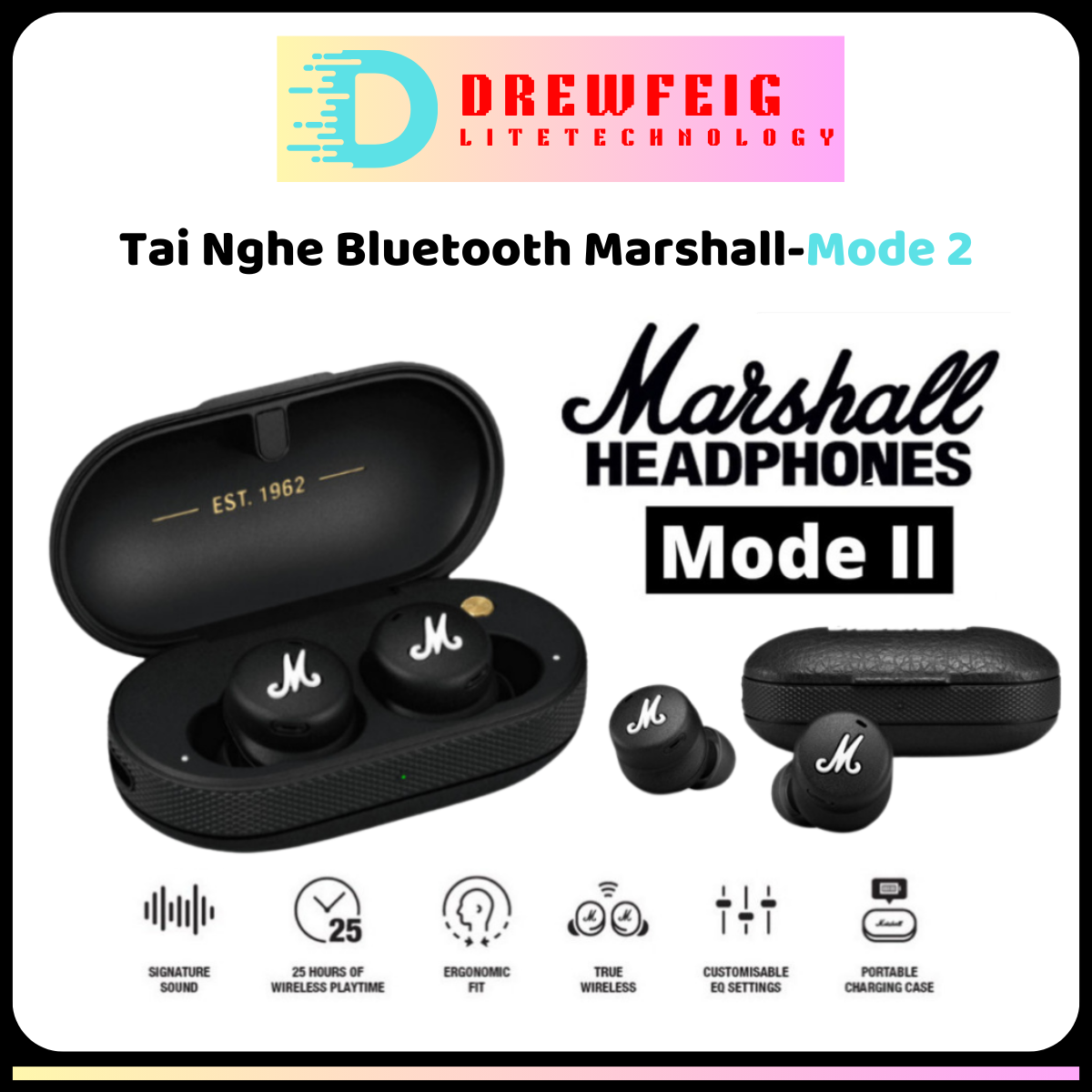 HCM Tai Nghe Bluetooth True Wireless Marshall Mode 2