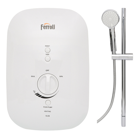 Máy nước nóng trực tiếp có bơm Ferroli Divo SSP 4.5S có nút tắt bơm