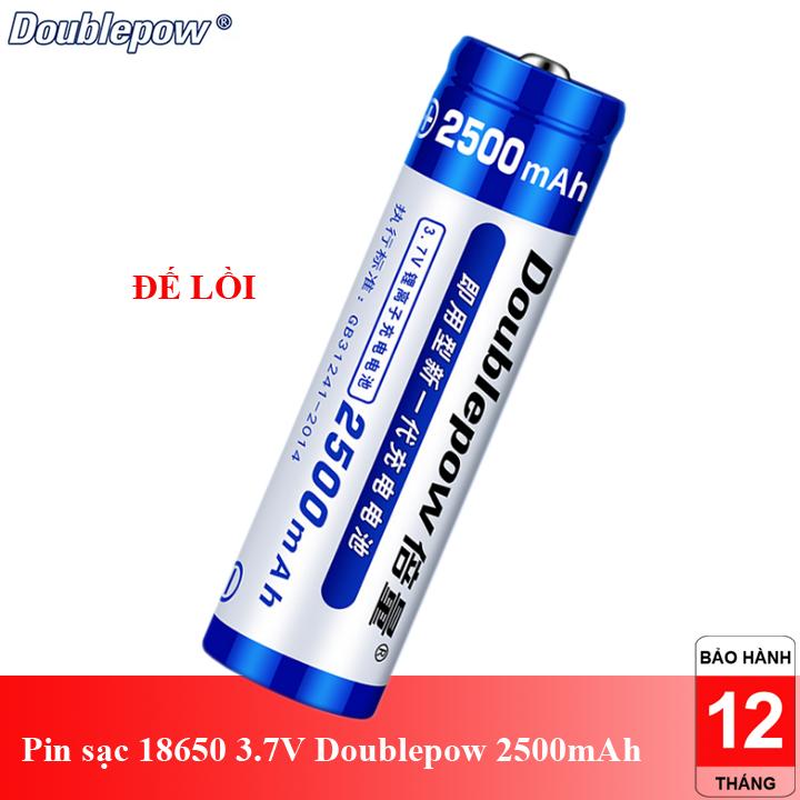 Pin sạc 18650 3.7v doublepow 2500mah dung lượng thật