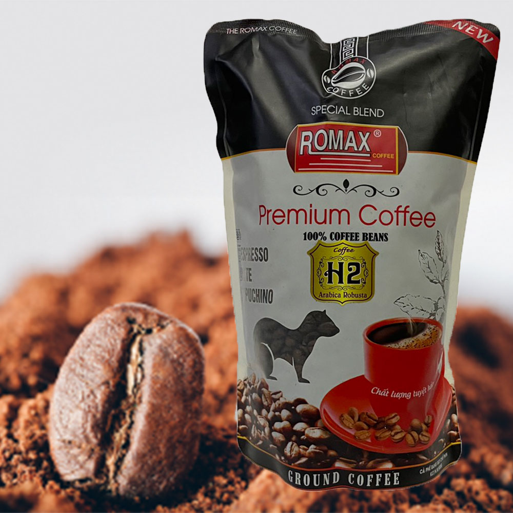 Cà phê hạt rang mộc romax h2 arabica robusta 500gr - romax coffee