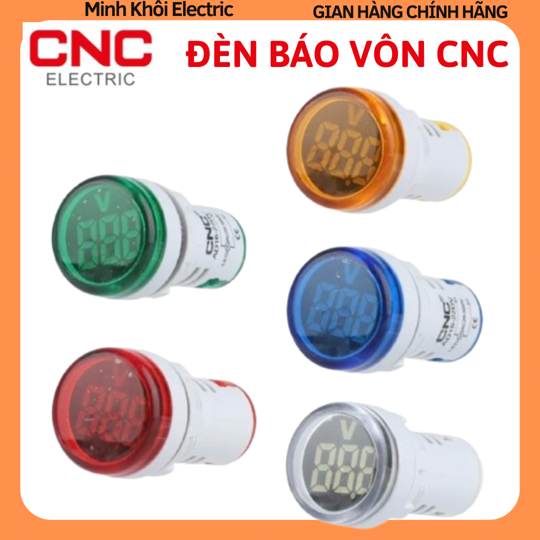 Đèn báo vôn CNC, đèn báo volt phi 22 loại tốt, đèn báo vôn hiển thị điện áp,đèn báo tủ điện,công tắc đèn báo